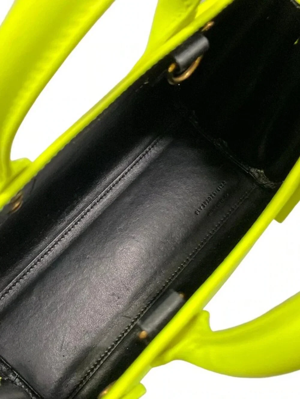SAINT LAURENT PARIS Sucked Jules Nano 392035 Neon Yellow Leather Handbag